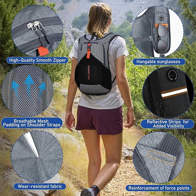 FIORETTO 10L/15L/20L Hiking Backpack for Women Men Mini Packable Backpack Lightweight Small Daypack for Travel Camping