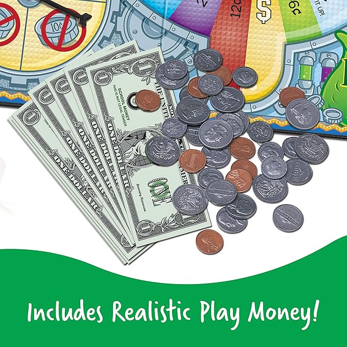 Learning Resources Money Bags Coin Value Game - Classroom Math Games, Financial Literacy for Kids, Play Coins for Kids, Counting Games, Money Board Game