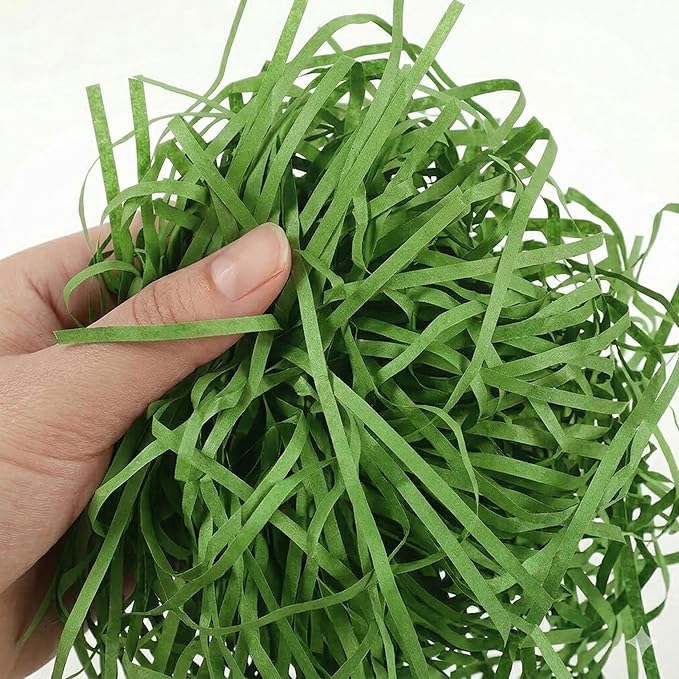 Crinkle Recyclable Paper Shred Filler for Basket Filling, Party Decoration & Gift Wrapping – Green Basket Grass Stuffers, 35.3 oz (2.2 lb - 1000 g) Total, 20 Pack (50 g Each)