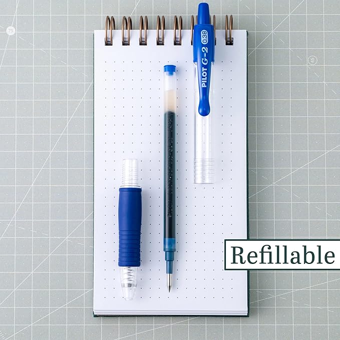 PILOT G2 Premium Refillable and Retractable Rolling Ball Gel Pens, Ultra Fine Point, Gel Ink Pens, 0.38mm, Blue Ink, 12 Count (Pack of 12)