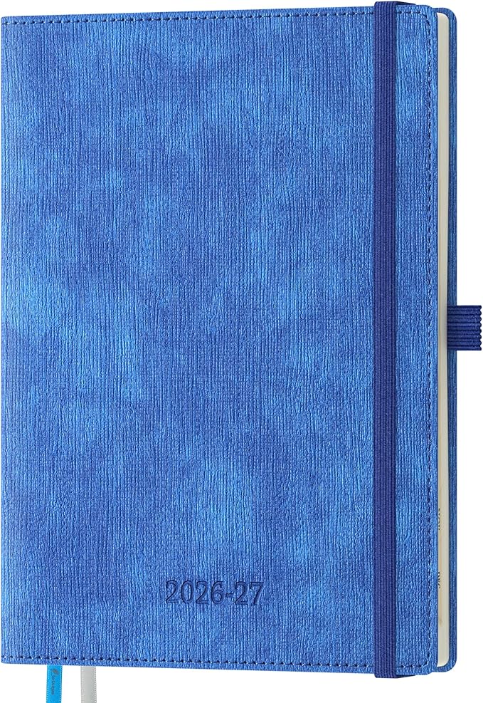 2026-2027 Weekly and Monthly Planner (July 2026–December 2027), 6.5"x8.5", Vertical Layout, 18 Months Agenda with Month Tabs & Pocket, Academic Calendar with Vegan Leather Cover,Blue