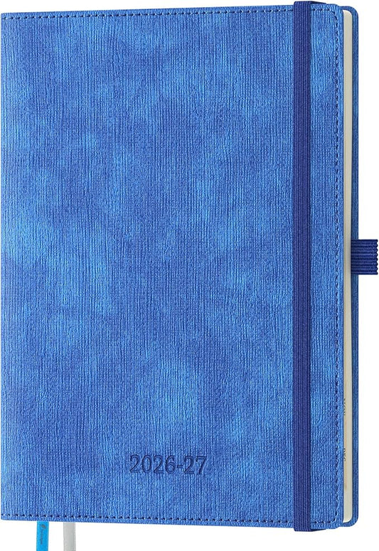 2026-2027 Weekly and Monthly Planner (July 2026–December 2027), 6.5"x8.5", Vertical Layout, 18 Months Agenda with Month Tabs & Pocket, Academic Calendar with Vegan Leather Cover,Blue