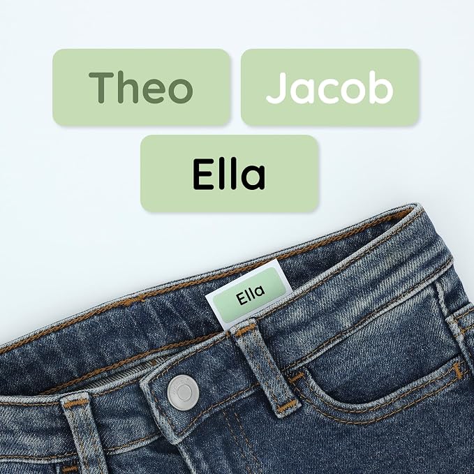 TeddyLabels - Clothing Labels for Nursing Home (120) – Self-Adhesive Name Tags for Clothes and Personal Items. Personalized Labels for Daycare, Nursing Homes, and Laundry Use - Light Green