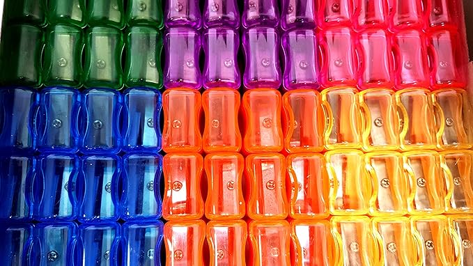 Pencil Sharpeners for Kids with Removable Neon Colored Lids (144 Pack)