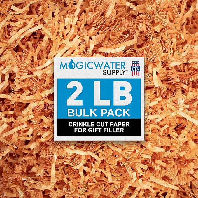 MagicWater Crinkle Cut Paper for Gift Baskets - 2LB - Yellow Orange - Perfect for Shredded Paper Filler, Basket Filler, Gift Boxes, Bridesmaid Gifts, Christmas Stuffers & More – Ideal for All Occasions