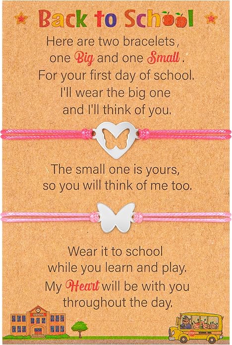 EOBOH Back to School Supplies, Back to School Bracelet Mommy and Me, Prek Matching Wish Bracelets Set, Adjustable Bracelet for Boys Girls Gifts Stuff Bulk
