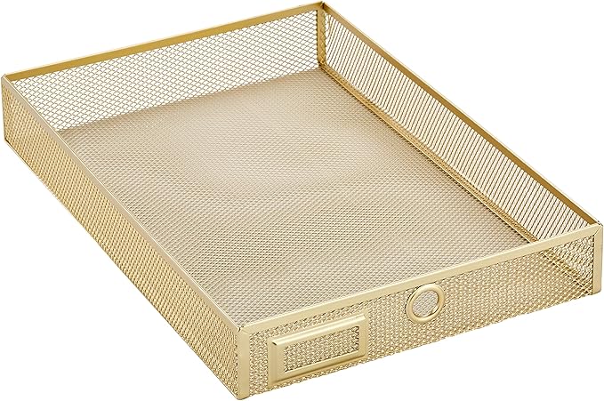 Annova Desk Organizer Wire Mesh 3 Tier Sliding Drawers Paper Sorter/Multifunctional/Premium Solid Construction for Letters, Documents, Mail, Files, Paper, Kids' Art Supplies (Gold)