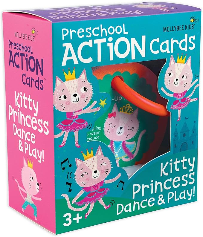 MOLLYBEE KIDS Preschool Action Cards Kitty Princess Dance and Play, 3,4 Year Old Girl Gifts