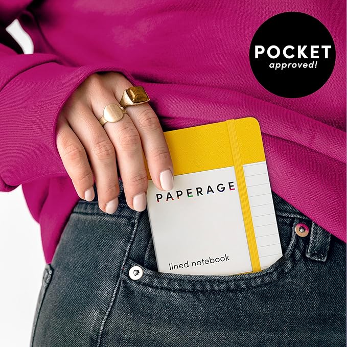 PAPERAGE Lined Pocket Journal Notebook, 2 Pack, (Lavender), 160 Pages, Small Notebook, 3.6 inches x 5.6 inches - 100 GSM Thick Paper, Hardcover
