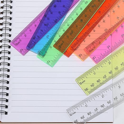 Ruler 12 Inch,Kid Rulers for School,Rulers Bulk for Classroom 8 Pack