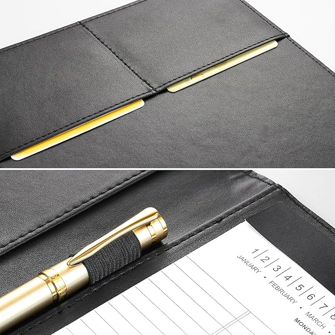 Professional Padfolio with Clipboard, Portfolio Folder Binder, 8.5 x 11 Legal Pad Holder for A4 Letter Size Notepad, Resume, Writing Pad Ideal Organizer for Business Office Conference (Black, 4-Pack)