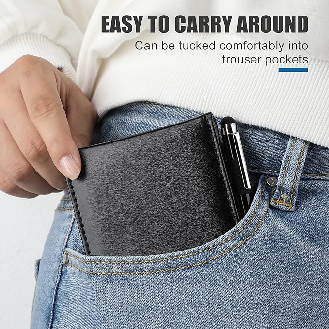 Outus 10 Pcs Mini Pocket Notepad Holder Set Included Small Leather Pocket Notebook Holder with 50 Lined Sheets, Metal Pen, 8 Pcs 3 x 5 Inch Memo Book Refills, 30 Lined Paper Per Note Pad (Black)