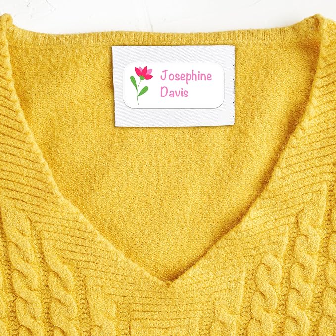Personalized Waterproof Name Labels for Kids | Optional Packs 50, 150, 230 Labels | Custom Name Stickers for Kids' Clothing Tag, Water Bottle, Lunch Box, Customize Kid Name Label for Daycare Flowers