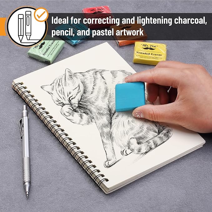 Mr. Pen Kneaded Eraser - 4 Pack, Colorful, Moldable Art Erasers for Artists, Drawing
