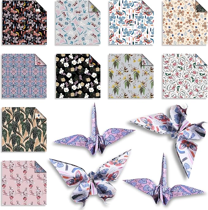 Origami Paper 6x6 Double Sided 50 Sheets 10 Colors origami kit Japanese Chiyo Square Craft Kits Easy Fold Arts Crafts DIY Handwork Butterfly