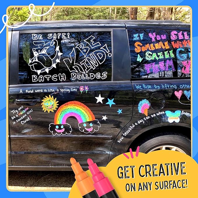 Chalkola Liquid Chalk Markers for Blackboard & Glass (Pack of 16, 6mm Reversible Tip) Washable Chalk Pens for Window, Bistro, Mirror, Car, Wall Calendar, Menu Board | Chalkboard Markers Erasable