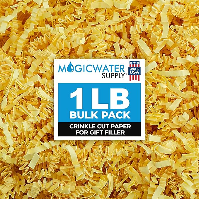 MagicWater Supply Crinkle Cut Paper Shred Filler - 1 LB Canary - Decorative & Protective Packaging for Bridesmaid Gifts & Bridesmaid Proposal Gifts Holiday Stuffers Birthdays Wedding & Anniversaries