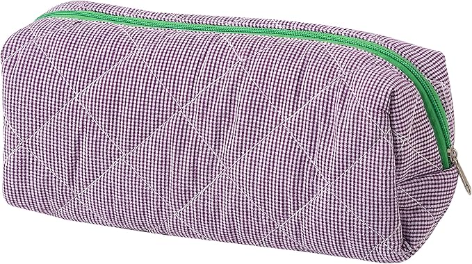 Pencil Case Office College School Storage Bag Pouch Holder Box Organizer Makeup Pouch Cosmetic Bag Aesthetic Cute Pen Case for Girls Boys Kids (Plaid purple)