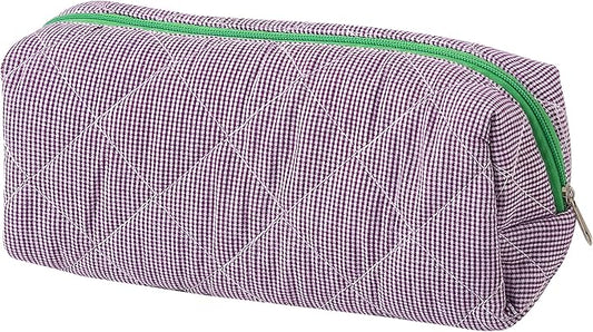 Pencil Case Office College School Storage Bag Pouch Holder Box Organizer Makeup Pouch Cosmetic Bag Aesthetic Cute Pen Case for Girls Boys Kids (Plaid purple)