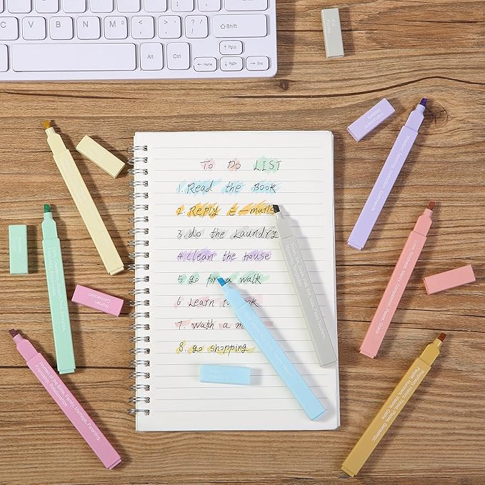 Mr. Pen- Bible Highlighters with Color-Coding System, 8 Pack, Soft Chisel Tip, Aesthetic Highlighters Assorted Colors, Fast Drying Bible Markers No Bleed Through for Journaling and Underlining