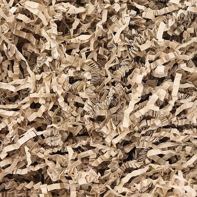 Crinkle Cut Paper Shred Filler,1 LB Brown Shredded Paper for Gift Boxes Bags Basket Filler Decoration,Grass Cushion Paper Streamer Stuffing for Christmas,Thanksgiving,Mother's Day Gift Wrapping