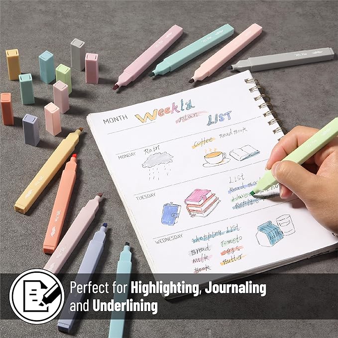 Mr. Pen- Aesthetic Bible Highlighters No Bleed Through, 10 Pack, Retro Colors, Cute Highlighter for Journaling Supplies and School Accessories, Bible Highlighters and Pens No Bleed