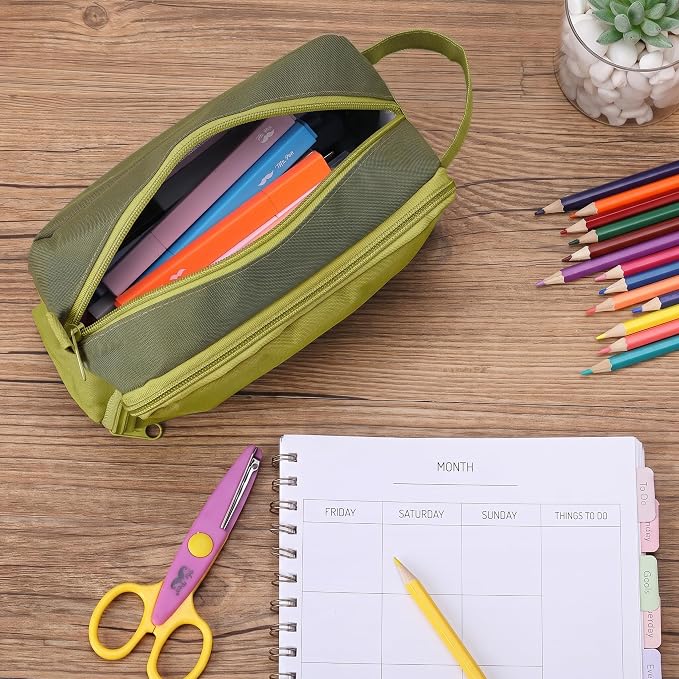 Mr. Pen- High Capacity Pencil Case, Large Pencil Pouch with 3 Compartments and 2 Pockets, Large Pencil Bag with Smooth Zipper, Cute Pencil Case Pouch Organizer, School Supplies for Teens
