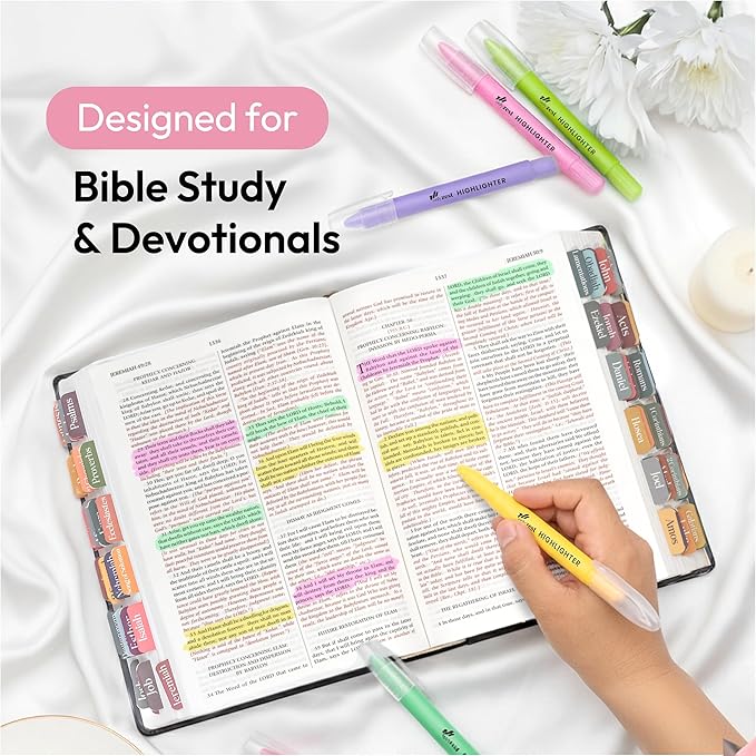 10 Pack Bible Safe Highlighters - Pastel Color, Wax Highlighters No Bleed, Scripture Markers for Journaling, Study Accessories and School Supplies