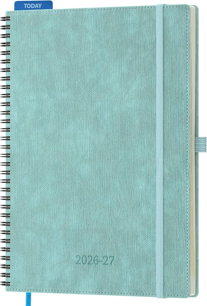 2026-2027 Planner, Daily Weekly Monthly Academic Planner, 18 Months Spiral Bound Agenda, 8.5"x11.5", Vertical Layout, Calendar Planner, Vegan Leather Soft Cover,Sky Blue