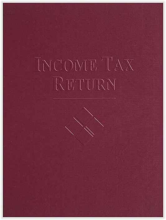 Tax Presentation Folder, Burgundy (Income Tax Return - Embossed), Double Pockets, 9" x 12", Pack of 100