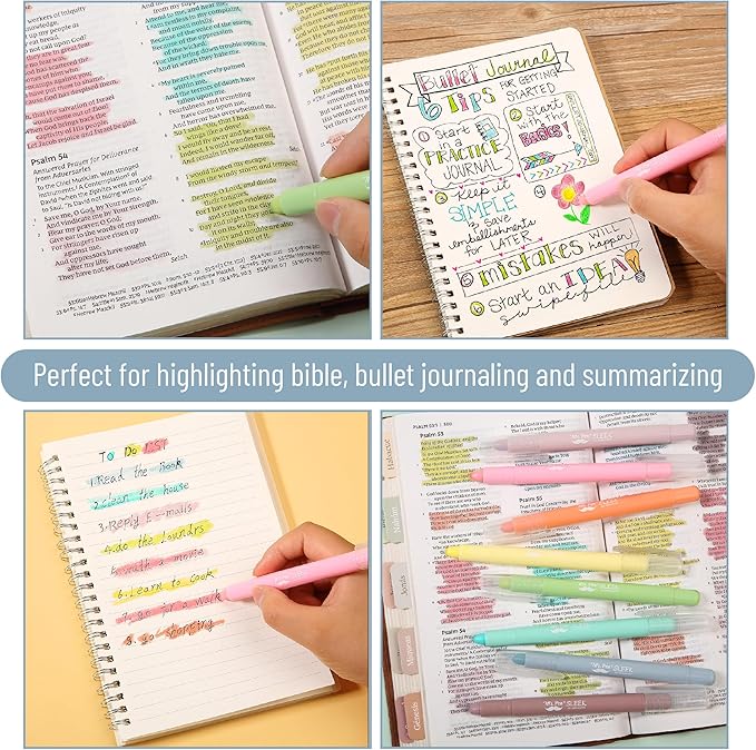 Mr. Pen- No Bleed Gel Highlighters, Candy Colors, 8 Pack, Bible Highlighters and Pens No Bleed, Bible Markers for Study, Journaling, School Supplies and Accessories