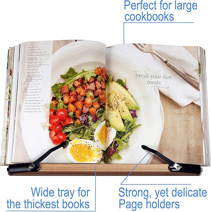 BS2500 Large 16x10.5 Portable Adjustable Foldable Bookstand Holder for Reading Hands Free Large Thick Heavy Textbooks Cookbooks Tablets