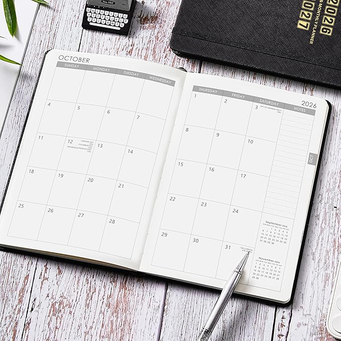 Planner 2026-2027 - Jul. 2026 - June. 2027, 2026-2027 Planner, 12-Months 26-27 Planners Weekly and Monthly, 5.75" x 8.25", Saffiano Leather with Thick Paper, Back Pocket with Notes Pages