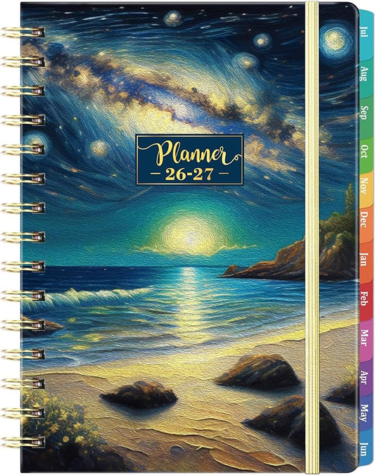 Planner 2026-2027 - Academic Planner 2026-2027, July 2026 - June 2027, 8.4" x 6.3", 26-27 Planner Weekly and Monthly, 26-27 Calendar Planners with Colorful Tabs, Pocket, Hardcover - Dreaming Sea