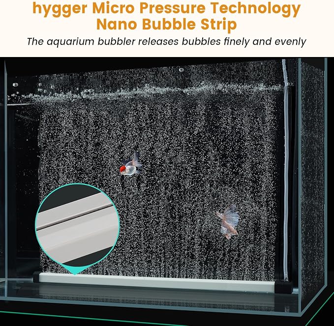 hygger Aquarium Bubble Strip, Nano Air Bubble Curtain Wall Aquarium Air Stone Kit, Quiet High Dissolved Oxygen Diffuser Fish Tank Bubbler Decorations for Freshwater Saltwater (5.9 Inch)