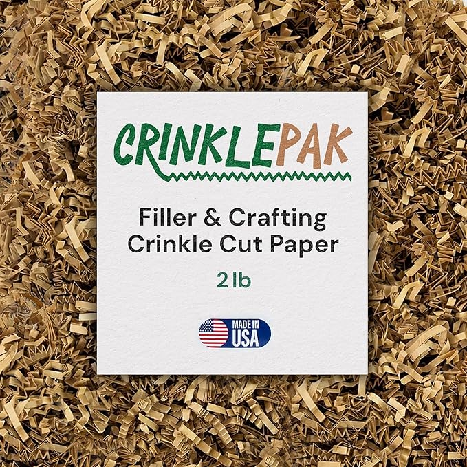Kraft Crinkle Cut Paper Shred 2 LB | USA Made Gift Basket Filler, Shredded Paper for Gift Baskets, Wedding, Christmas, Mother’s Day, Birthdays, Boxes & Packaging | Kraft
