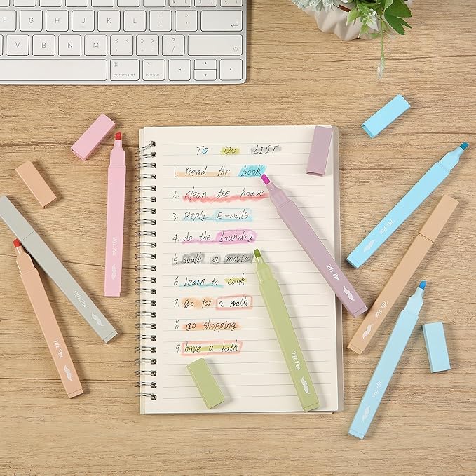 Mr. Pen- Aesthetic Highlighters No Bleed, 8 Pack, Pastel & Vintage Colors, Chisel Tip, Cute Highlighters Assorted Colors for Journaling, Highlighting, Underlining, Fast Dry, Back to School Supplies