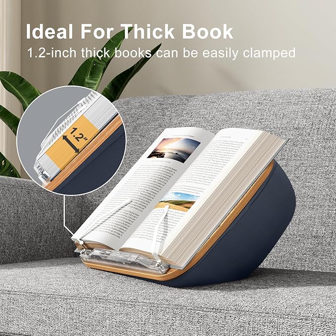 ERGONOV Lap Book Stand for Hands Free Reading Comfortable Reading Pillow Stand Minimize Neck Strain Perfect Idea for Book Lovers in Dorm Room or Anywhere Else with Bookseat(Gray)