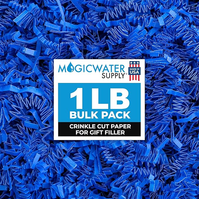 MagicWater Supply Crinkle Cut Paper Shred Filler-1LB Sky Blue-Decorative & Protective Packaging for Bridesmaid Gifts & Bridesmaid Proposal Gifts Holiday Stuffers Birthdays Wedding & Anniversaries