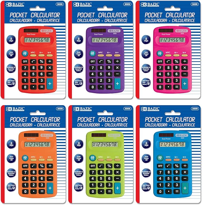BAZIC Pocket Size Calculators Teaching Material (3009-24)