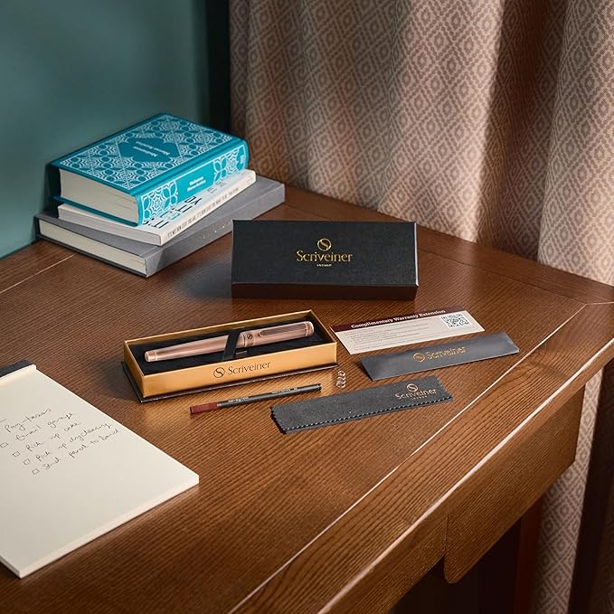 Scriveiner Copper Rollerball Pen - Stunning Luxury Pen, Schmidt Ink Refill, Best Roller Ball Gift Set for Men & Women, Professional, Executive Office, Nice Pens