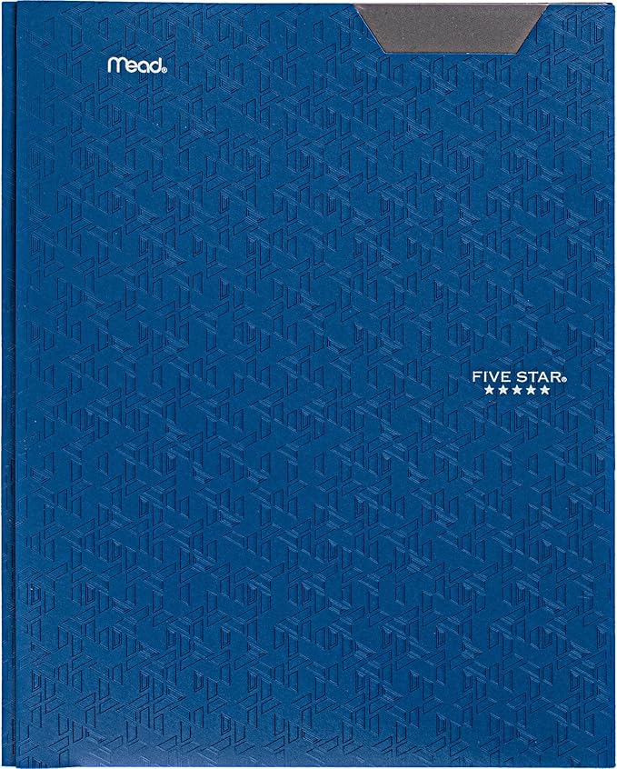 Five Star 2-Pocket Folder, Plastic Folder with Stay-Put Tabs and Prong Fasteners, Holds 8-1/2" x 11" Paper, Pacific Blue (72115)