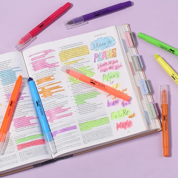 Mr. Pen- No Bleed Gel Highlighters, Vibrant Colors, 8 Pack, Bible Highlighters and Pens No Bleed, Bible Markers for Study, Journaling, School Supplies and Accessories