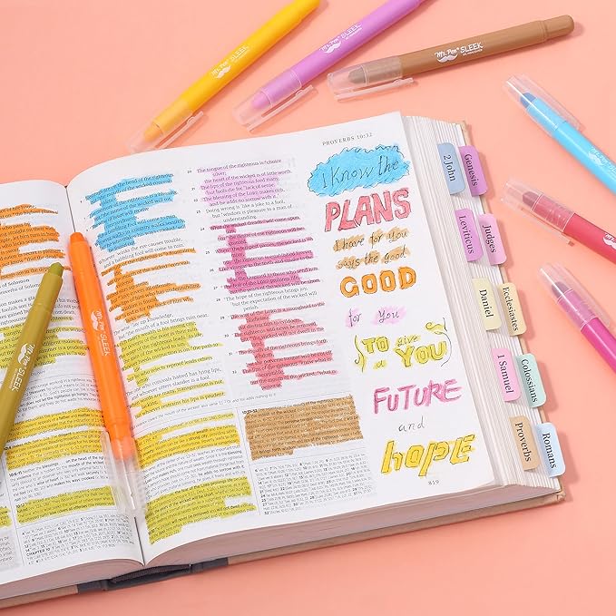 Mr. Pen- No Bleed Gel Highlighters, Dark Sunshine & Smiles, 8 Pack, Bible Highlighters and Pens No Bleed, Bible Markers for Study, Journaling, School Supplies and Accessories