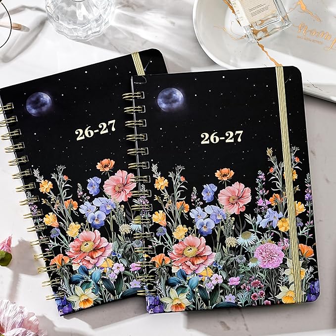 Planner 2026-2027 - Academic Planner 2026-2027, JULY 2026 - JUNE 2027, 6.3" x 8.4", Weekly and Monthly Planner with Color-Coated Tabs, Planners, College School Supplies for Student Teacher Home, Hardcover, Inner Pocket, Romantic Starry Garden Style