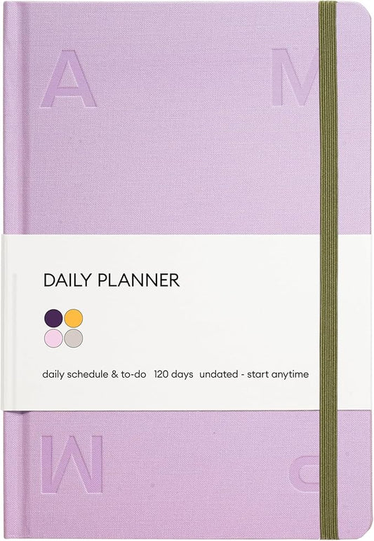 Kunitsa Co. Undated Planner - Hardcover, with Habit Tracker & Goal Setting - Daily, 120 Days, Start Anytime (Lavender)