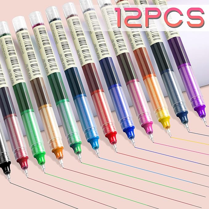 USUAL 12pcs Gel Ink Pens Liquid Ink Rollerball Multi Color Pen 0.5 mm Fine Point Smooth Writing Pens Cute Nurse Pen Back to School Supplies