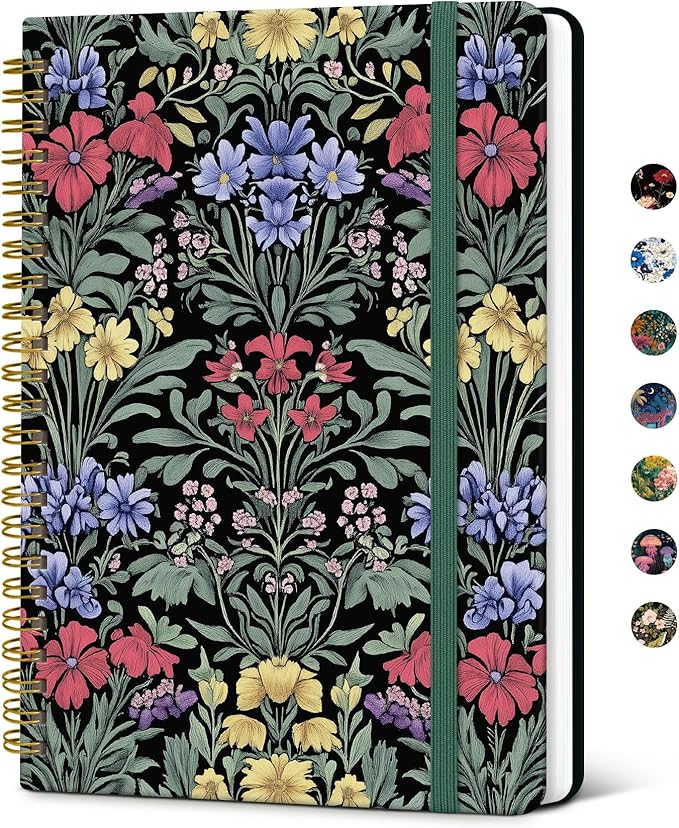 Taja Lined Spiral Notebook Journal for Women A5(5.8" × 8.3"), Cute Hardcover Notebook for Work, School & Note Taking, Pretty College Ruled Journal for Writing, 140 Pages, Symmetrical Tapestry