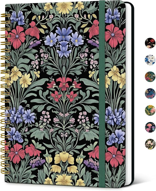 Taja Lined Spiral Notebook Journal for Women A5(5.8" × 8.3"), Cute Hardcover Notebook for Work, School & Note Taking, Pretty College Ruled Journal for Writing, 140 Pages, Symmetrical Tapestry