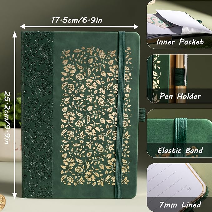 TIEFOSSI B5 Lined Journal for Women Men, 100 GSM Thick Paper, 230 Numbered Pages, College Ruled Notebook, Hardcover Notebooks for Journaling Writing